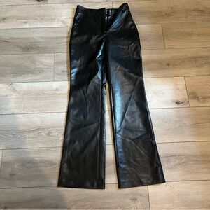 Babaton Black Faux Leather Flare Pants - Womens Size 2
